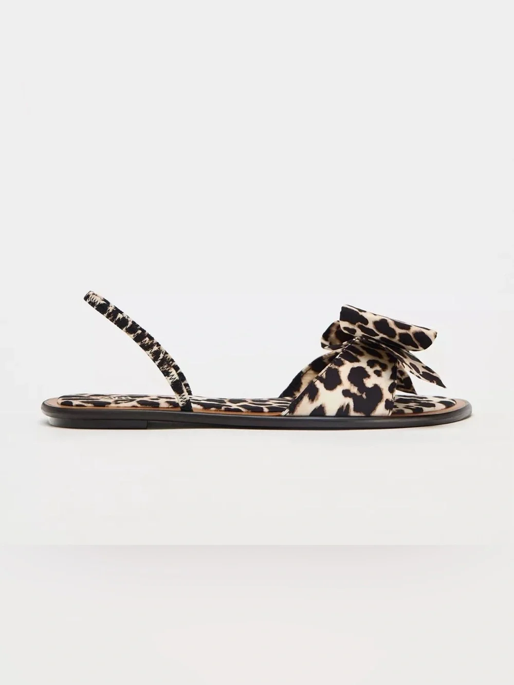 Zara Leopard Bow Slingback Sandal - Black & Cream - Picture 1 of 4